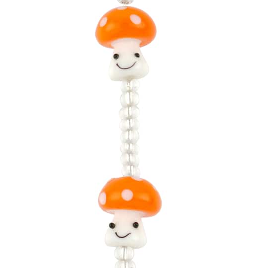 Orange Lampwork Glass Mushroom Beads by Bead Landing&#x2122;